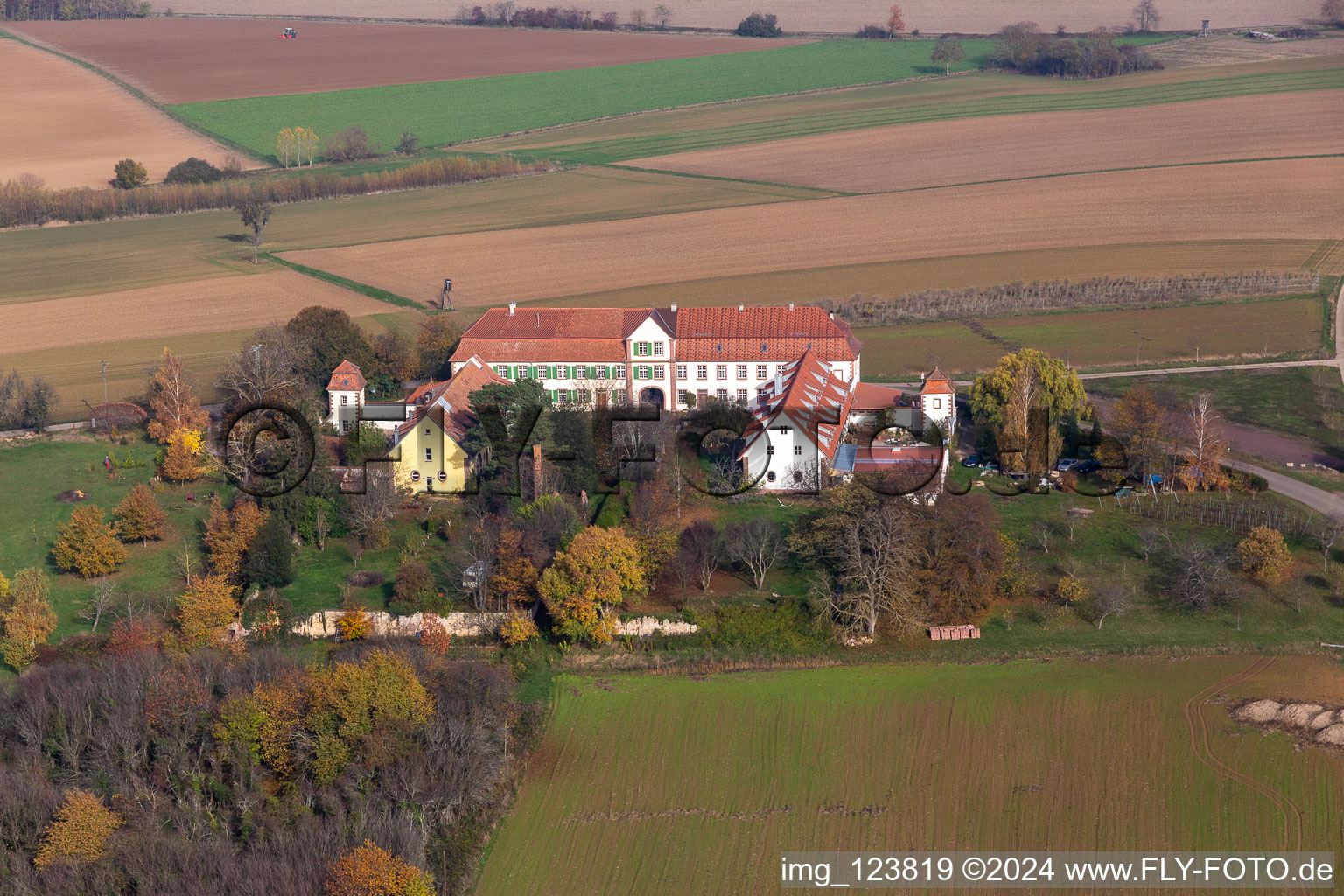 Aerial photograpy of Workshop for hidden talents in Schweighofen in the state Rhineland-Palatinate, Germany