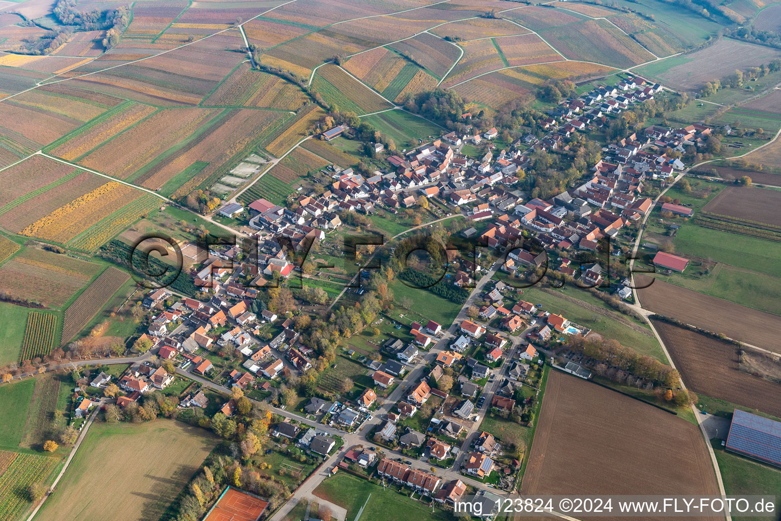 Dierbach in the state Rhineland-Palatinate, Germany viewn from the air