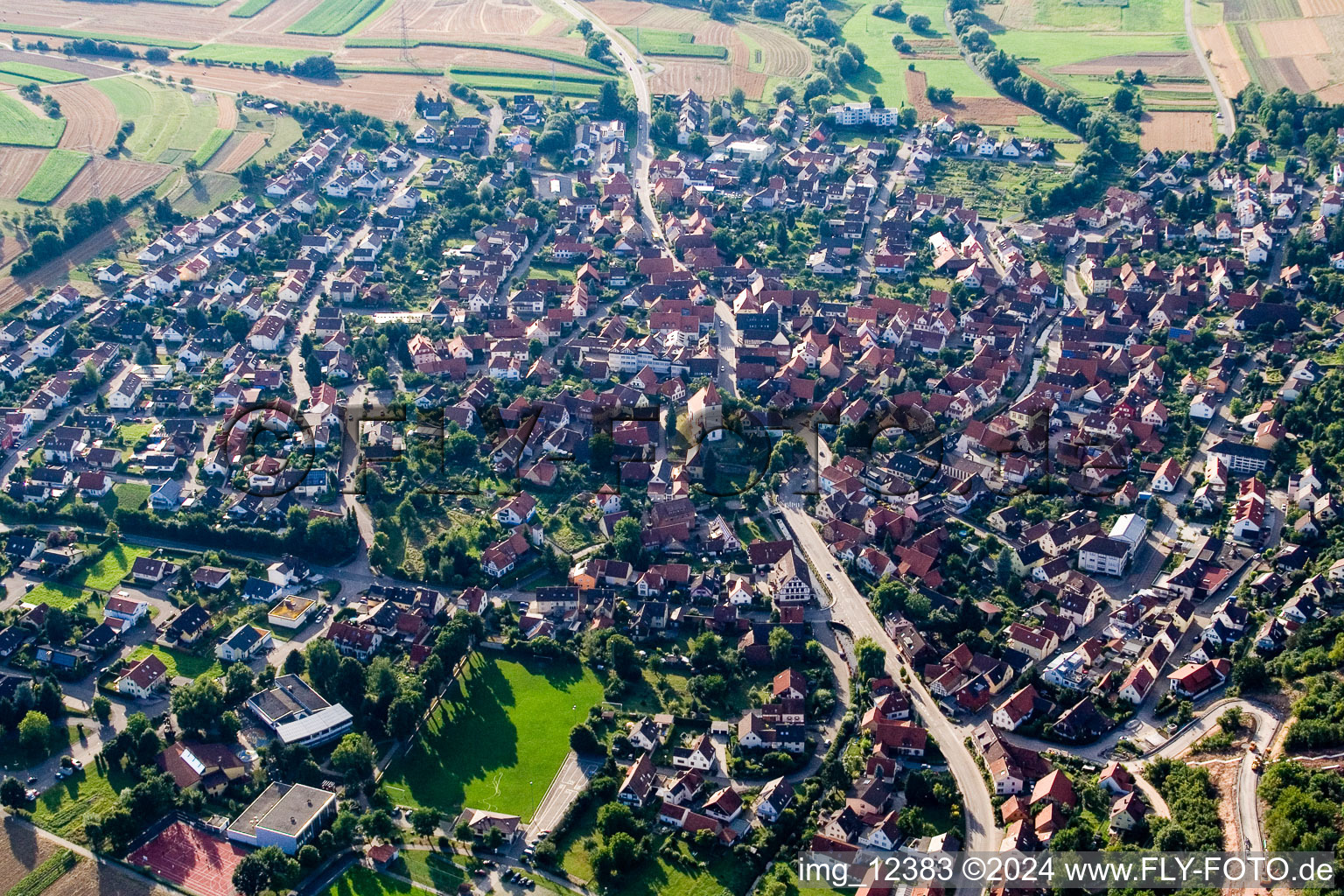 Aerial photograpy of From the southeast in the district Ellmendingen in Keltern in the state Baden-Wuerttemberg, Germany