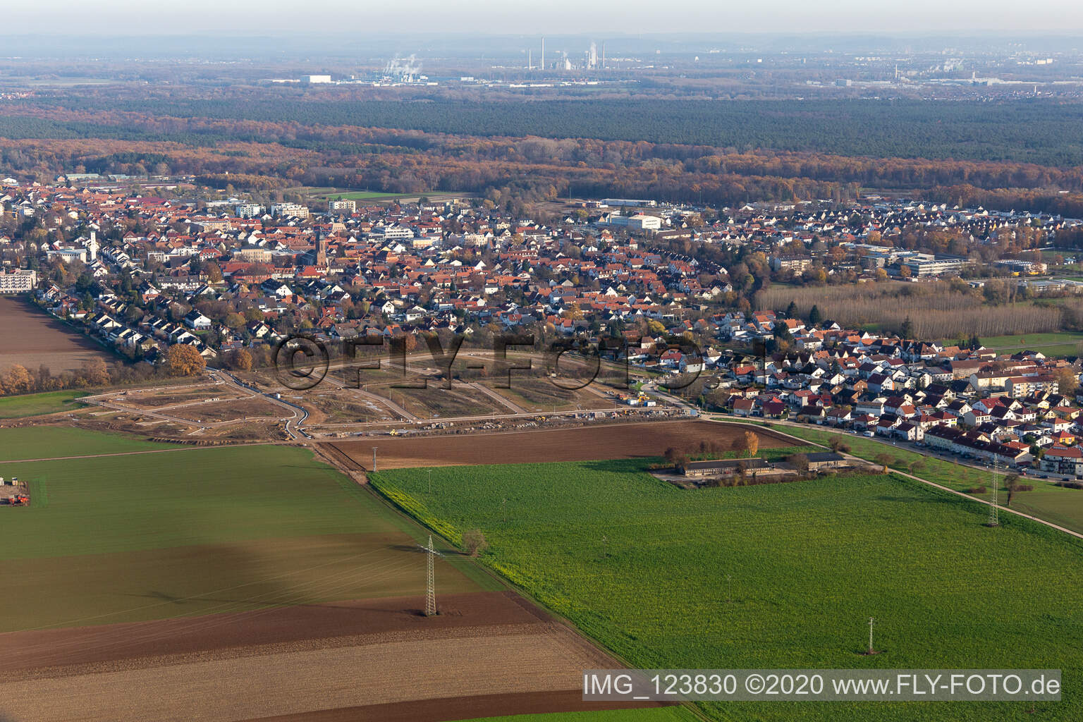 Aerial view of Construction area K2 in Kandel in the state Rhineland-Palatinate, Germany