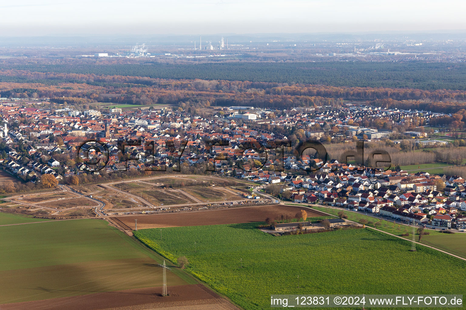 Aerial photograpy of Development area K2 in Kandel in the state Rhineland-Palatinate, Germany