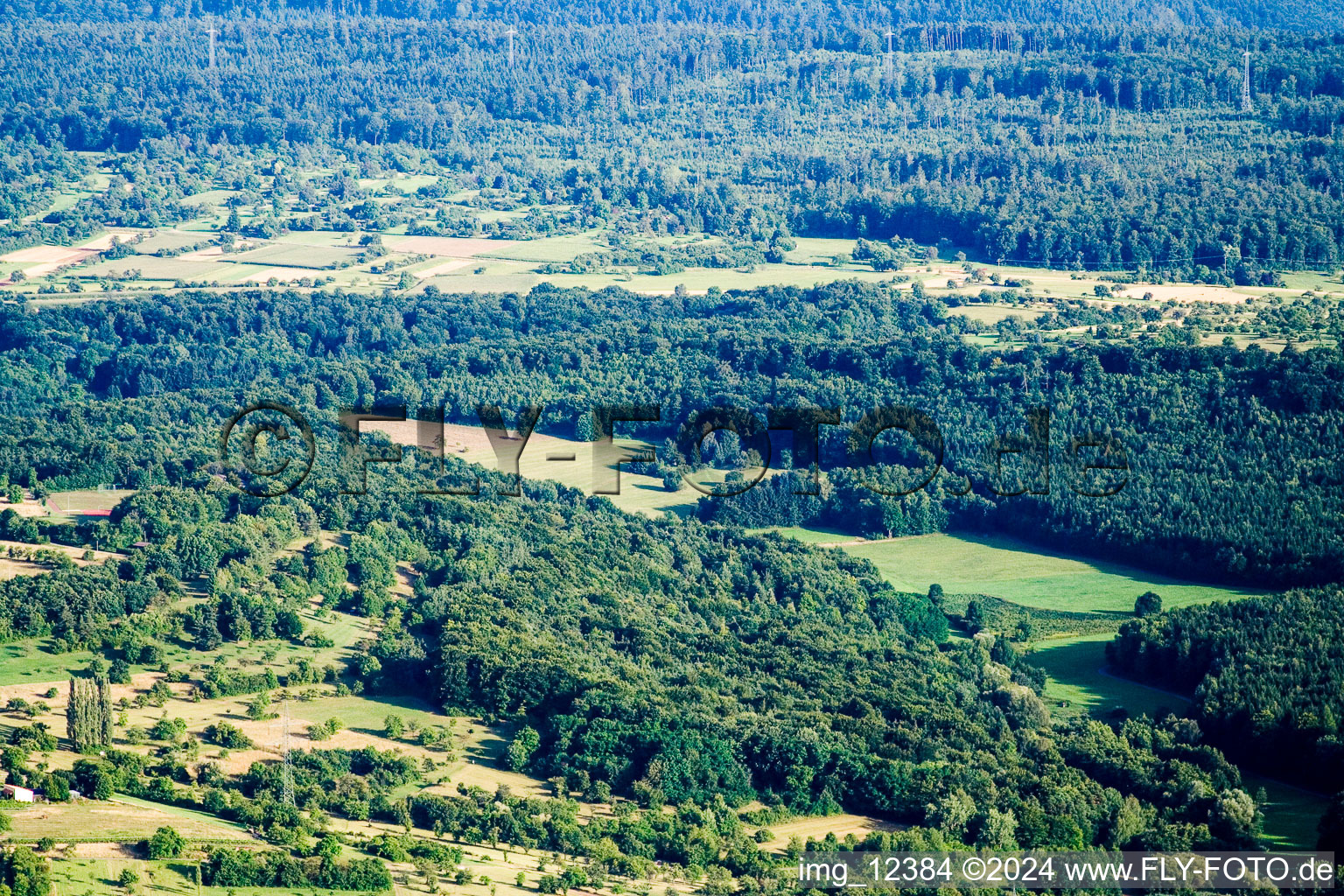 Vinegar Mountain in the district Obernhausen in Birkenfeld in the state Baden-Wuerttemberg, Germany from above