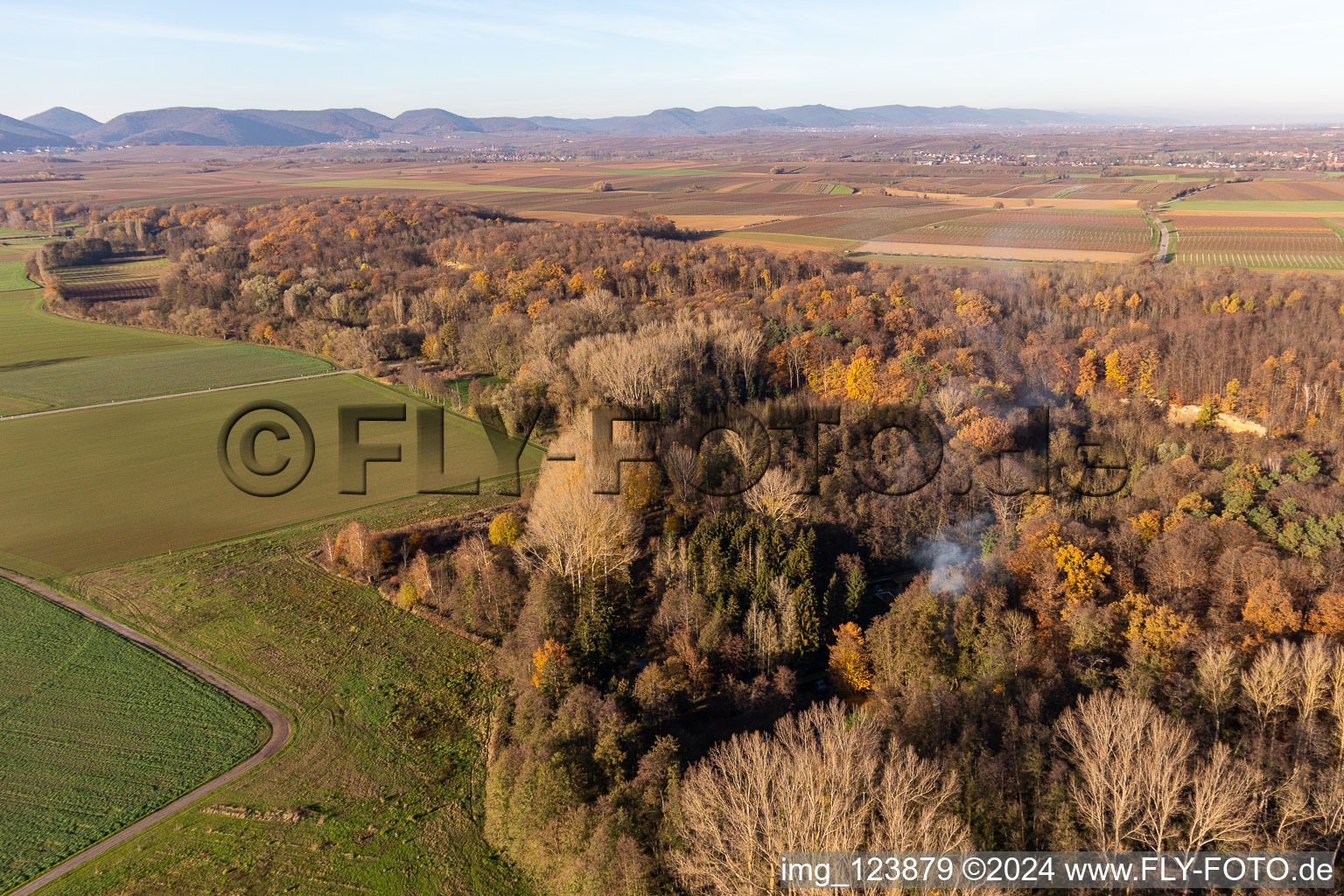 Aerial photograpy of Billigheimer Bruch, Erlenbachtal between Barbelroth, Hergersweiler and Winden in Barbelroth in the state Rhineland-Palatinate, Germany