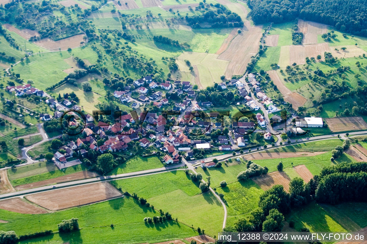 From the east in the district Dietenhausen in Keltern in the state Baden-Wuerttemberg, Germany