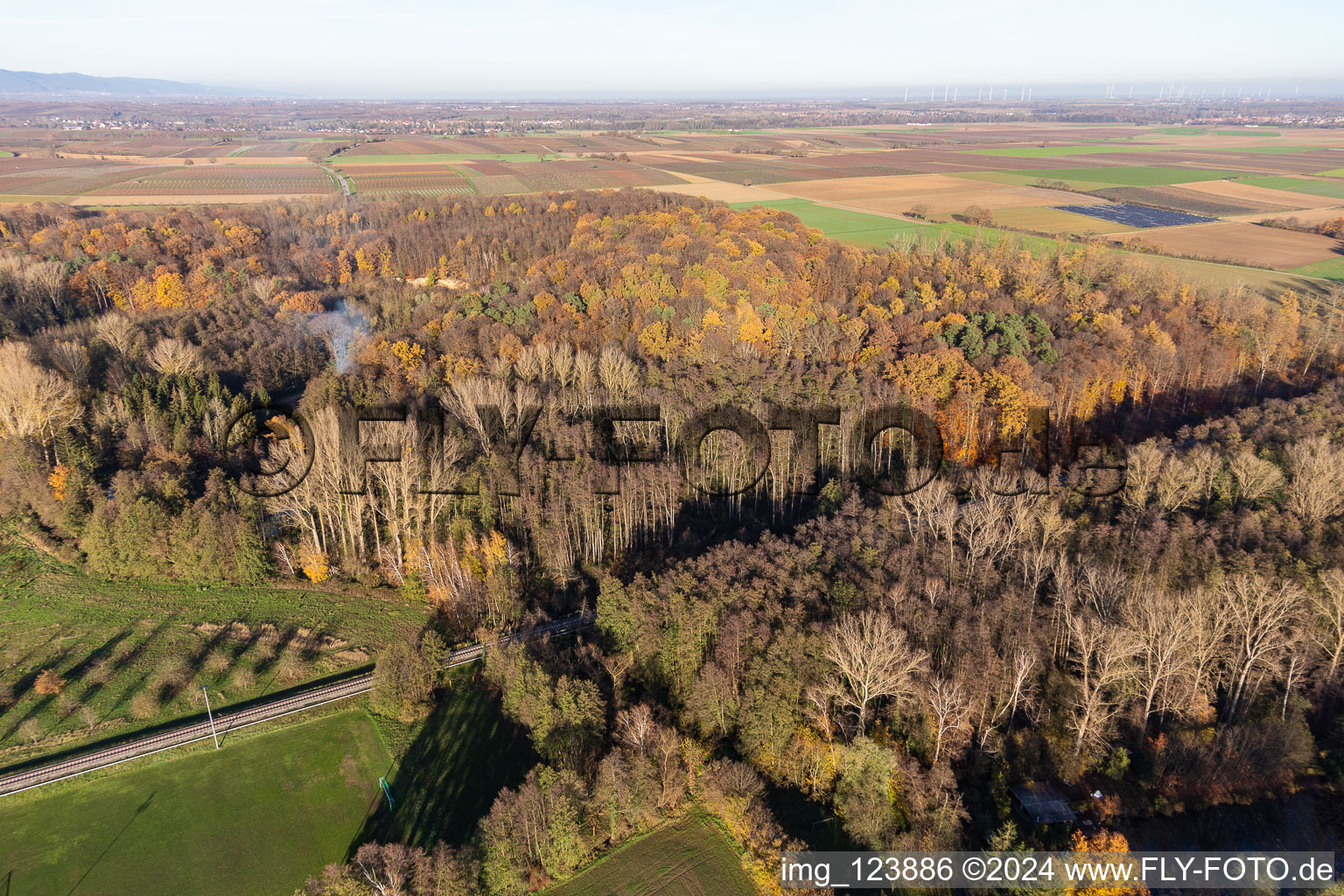 Bird's eye view of Billigheimer Bruch, Erlenbachtal between Barbelroth, Hergersweiler and Winden in Barbelroth in the state Rhineland-Palatinate, Germany