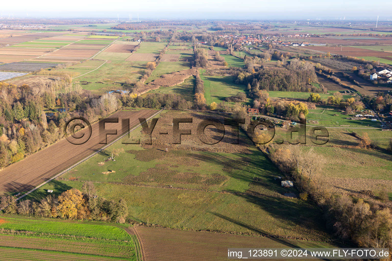 Billigheimer Bruch, Erlenbachtal between Barbelroth, Hergersweiler and Winden in Barbelroth in the state Rhineland-Palatinate, Germany from the drone perspective