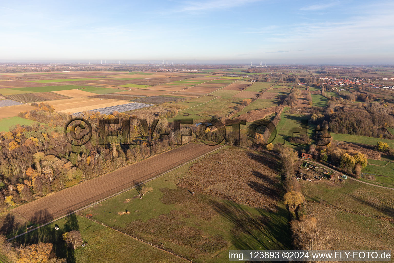 Billigheimer Bruch, Erlenbachtal between Barbelroth, Hergersweiler and Winden in the district Mühlhofen in Billigheim-Ingenheim in the state Rhineland-Palatinate, Germany from the plane