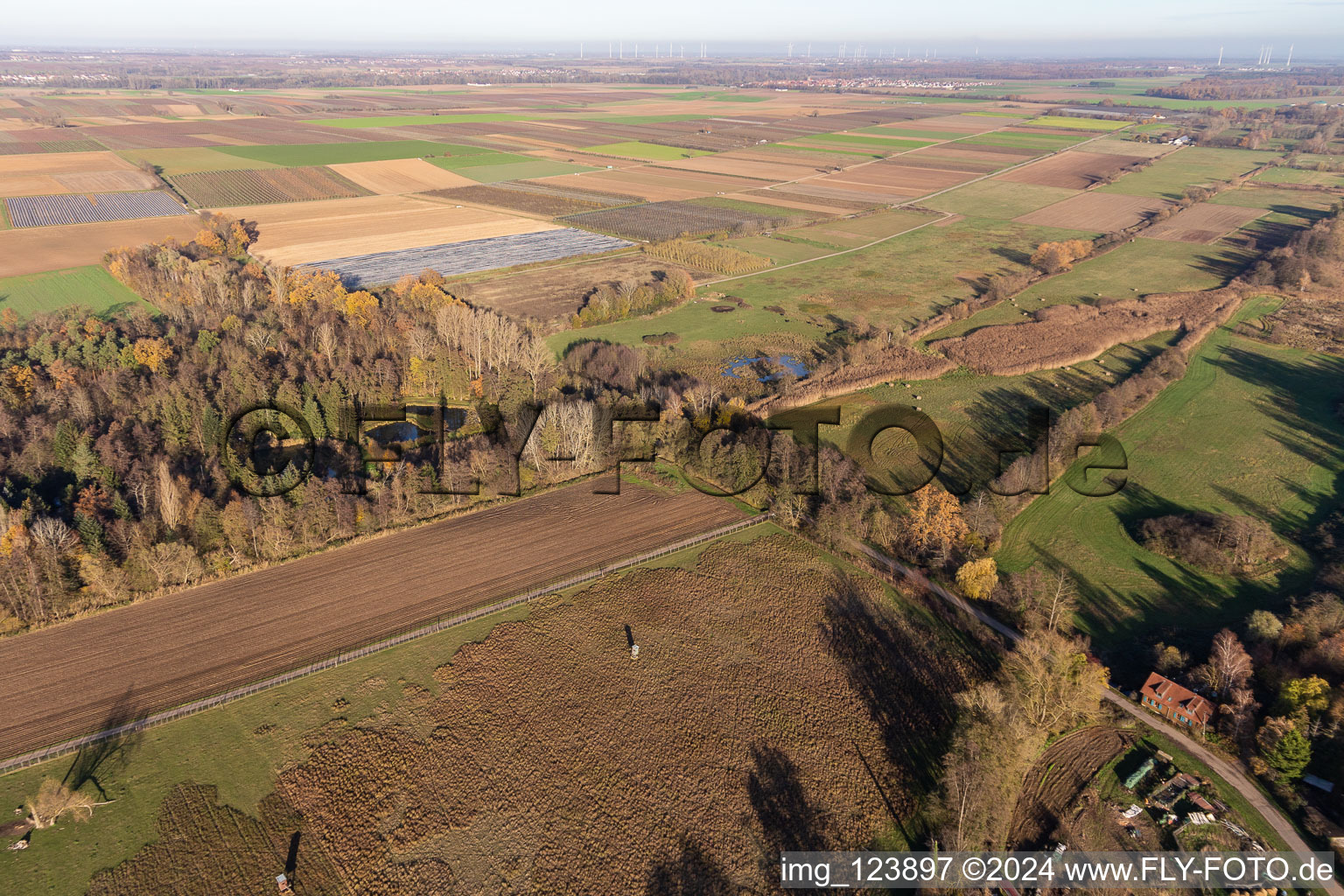 Billigheimer Bruch, Erlenbachtal between Barbelroth, Hergersweiler and Winden in Hergersweiler in the state Rhineland-Palatinate, Germany from a drone