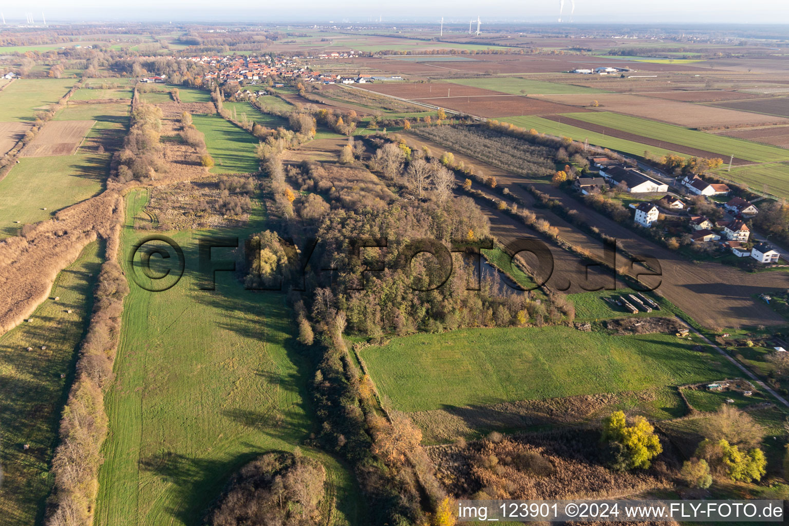 Billigheimer Bruch, Erlenbachtal between Barbelroth, Hergersweiler and Winden in the district Mühlhofen in Billigheim-Ingenheim in the state Rhineland-Palatinate, Germany from the drone perspective