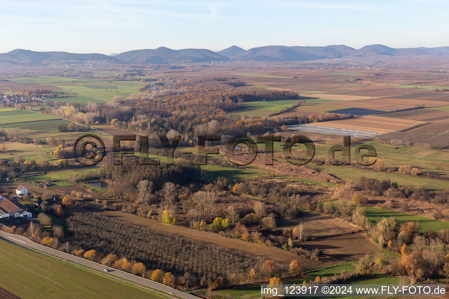 Billigheimer Bruch, Erlenbachtal between Barbelroth, Hergersweiler and Winden in Winden in the state Rhineland-Palatinate, Germany out of the air