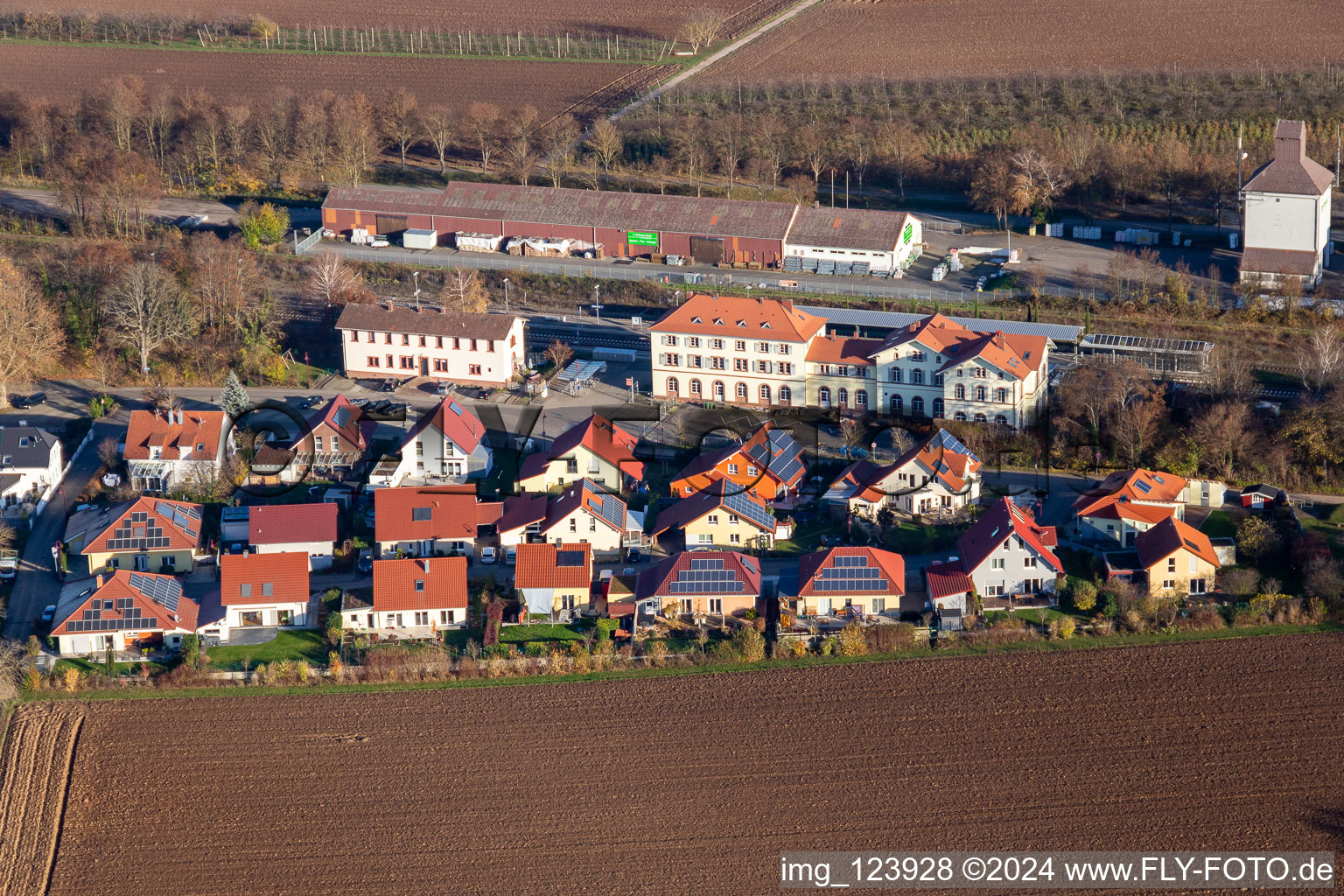 Oblique view of Railroad station in Winden in the state Rhineland-Palatinate, Germany