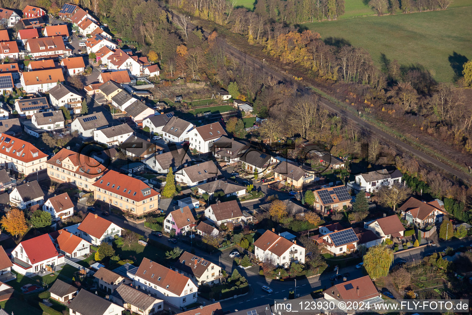 Aerial view of In the rose garden in Winden in the state Rhineland-Palatinate, Germany