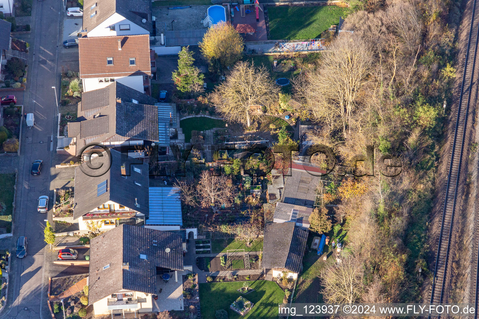 In the rose garden in Winden in the state Rhineland-Palatinate, Germany from above