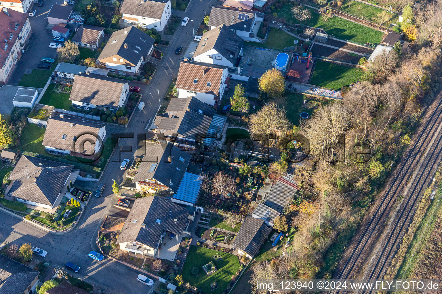 In the rose garden in Winden in the state Rhineland-Palatinate, Germany seen from above