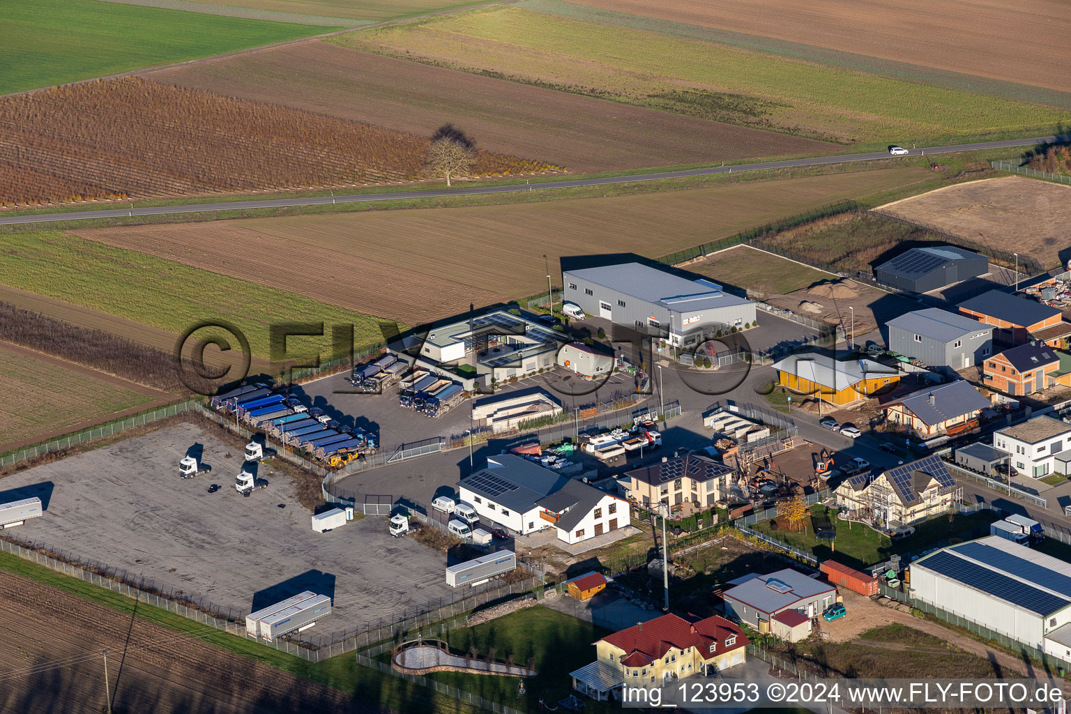 Aerial photograpy of Commercial area Im Gereut in Hatzenbühl in the state Rhineland-Palatinate, Germany