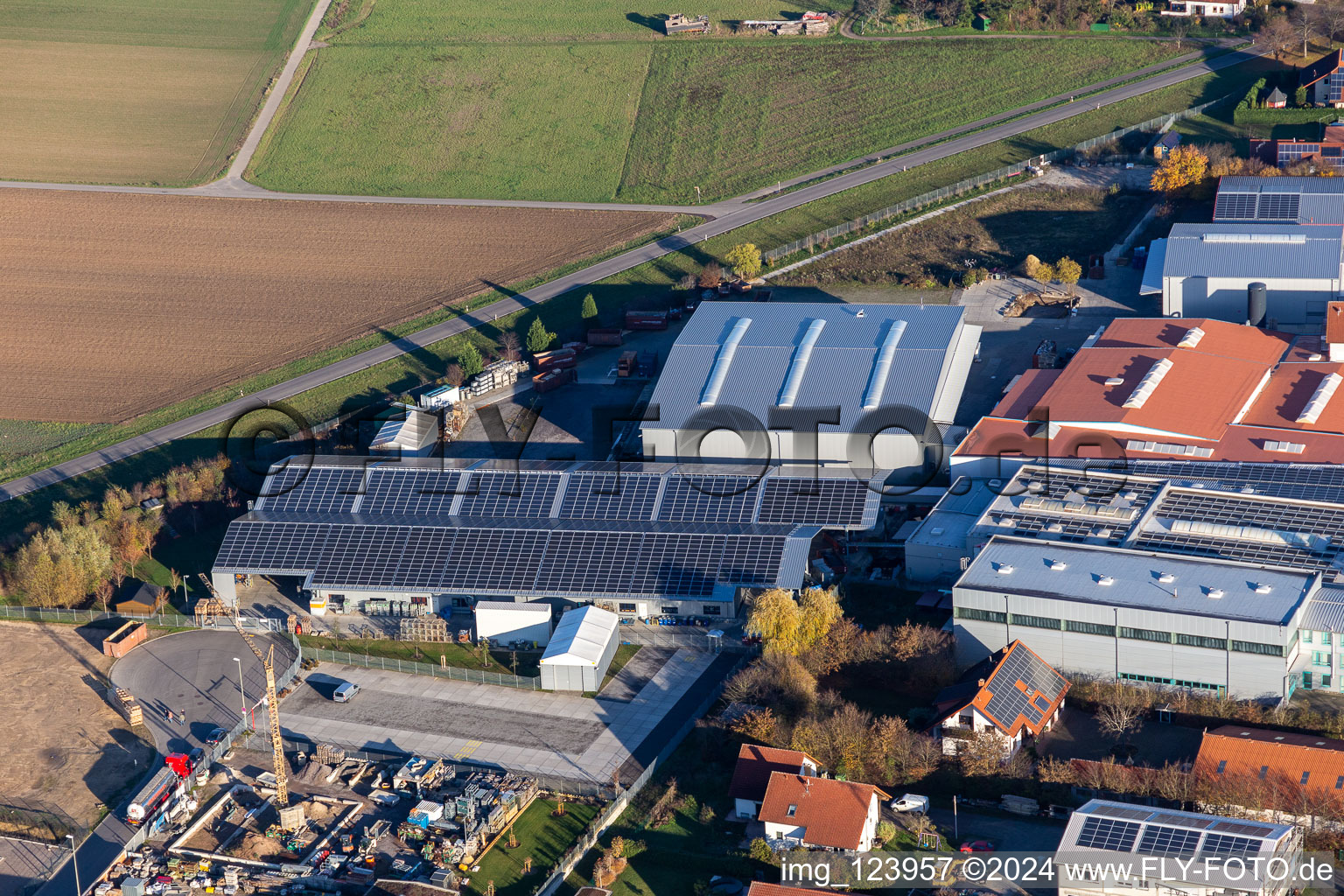 Commercial area Im Gereut in Hatzenbühl in the state Rhineland-Palatinate, Germany seen from above