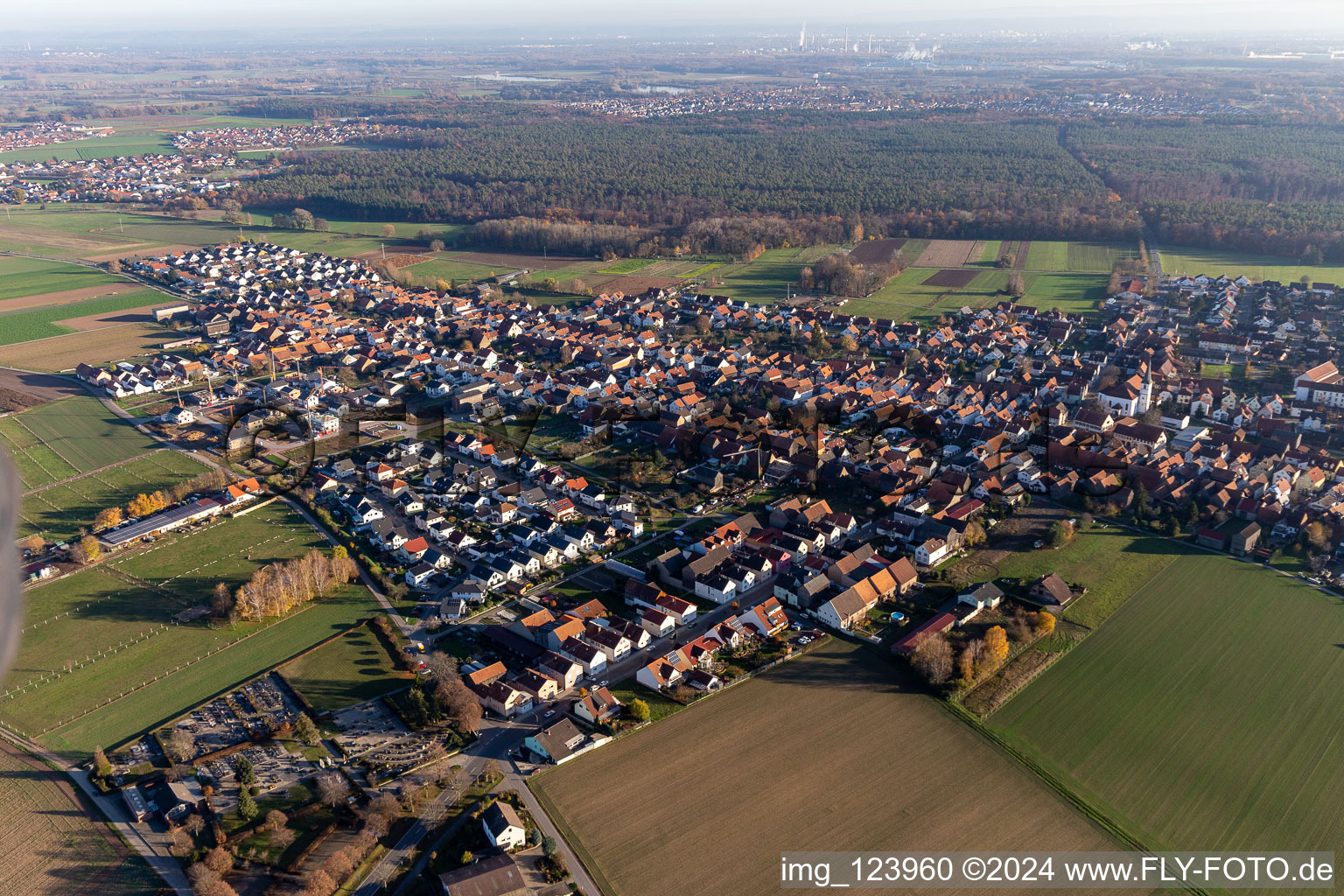 Hatzenbühl in the state Rhineland-Palatinate, Germany seen from a drone