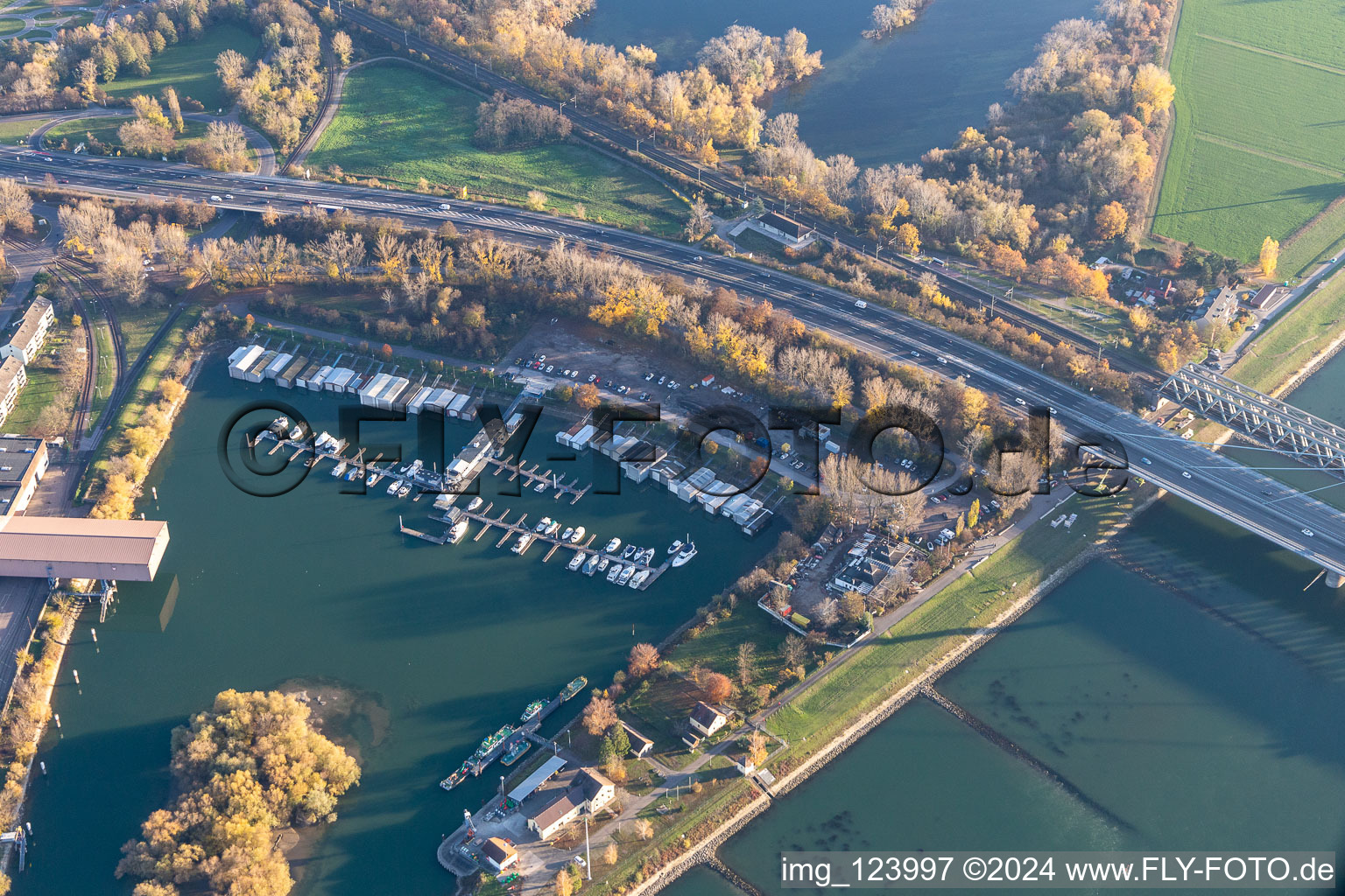 Marina Motorboat Club Kalsruhe eV in the district Knielingen in Karlsruhe in the state Baden-Wuerttemberg, Germany