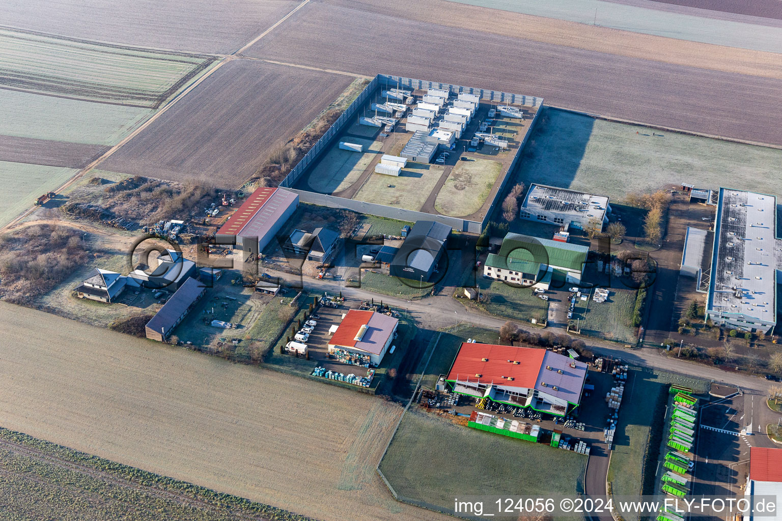 Niederlauterbach in the state Bas-Rhin, France seen from a drone