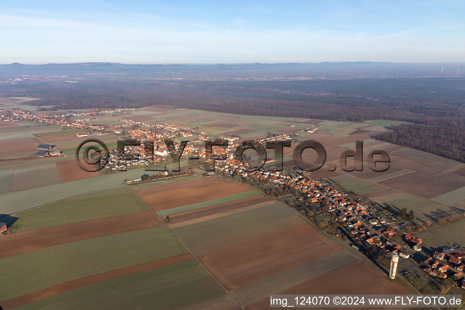 Schleithal in the state Bas-Rhin, France from the drone perspective