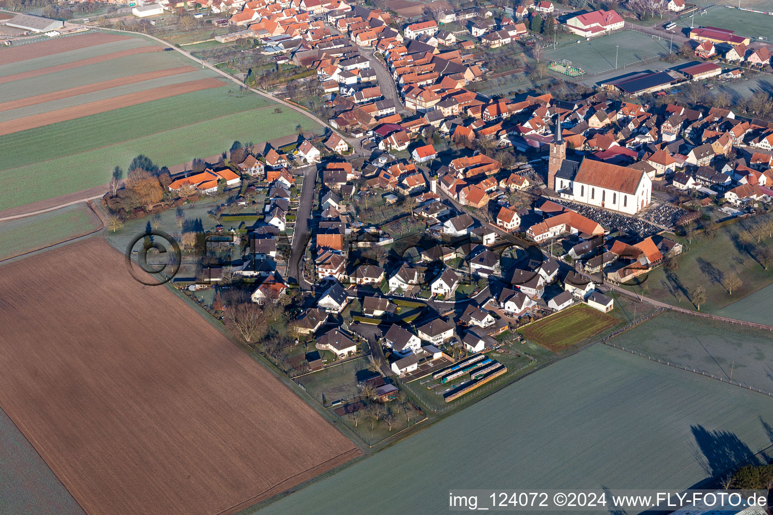 Schleithal in the state Bas-Rhin, France from a drone