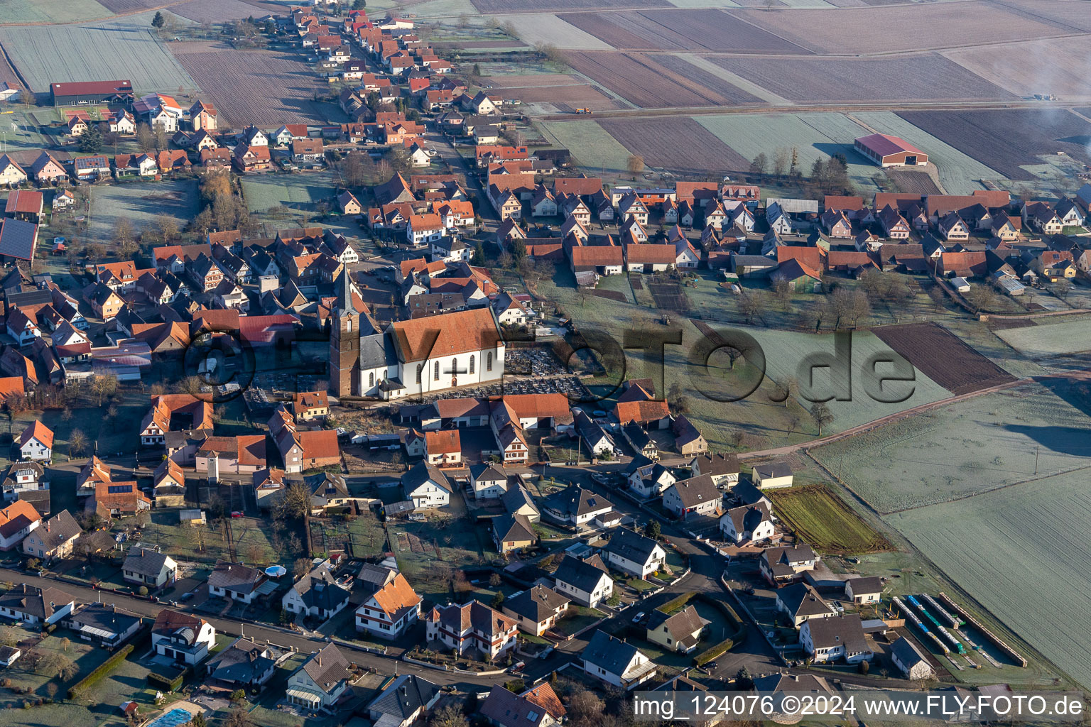 Aerial view of Schleithal in the state Bas-Rhin, France