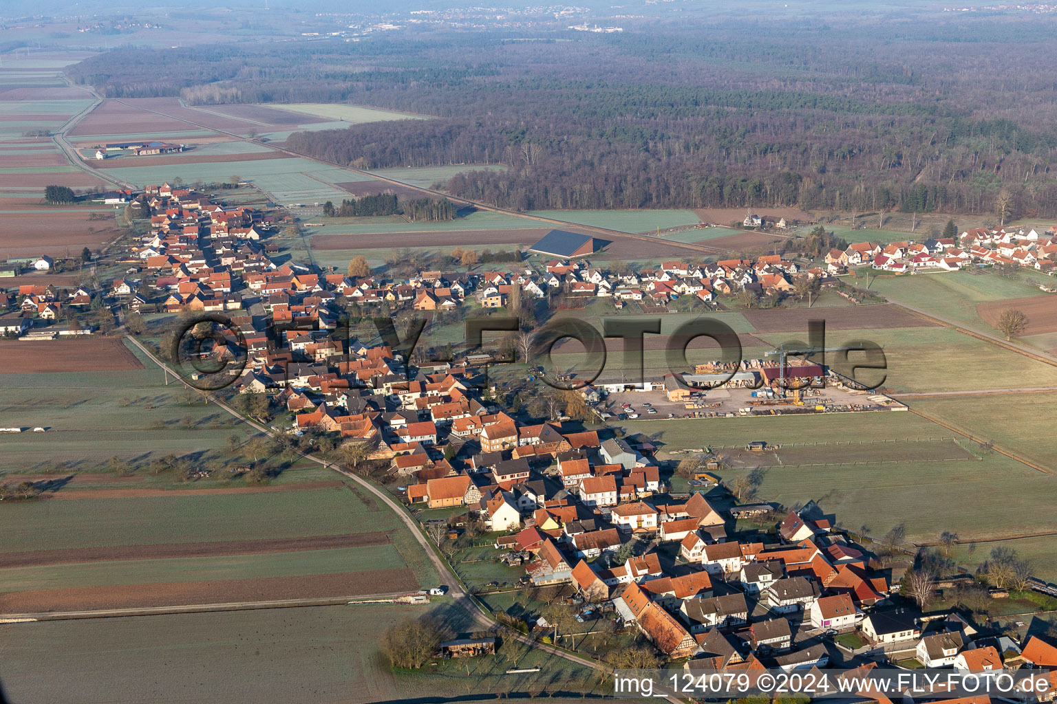 Aerial photograpy of Schleithal in the state Bas-Rhin, France