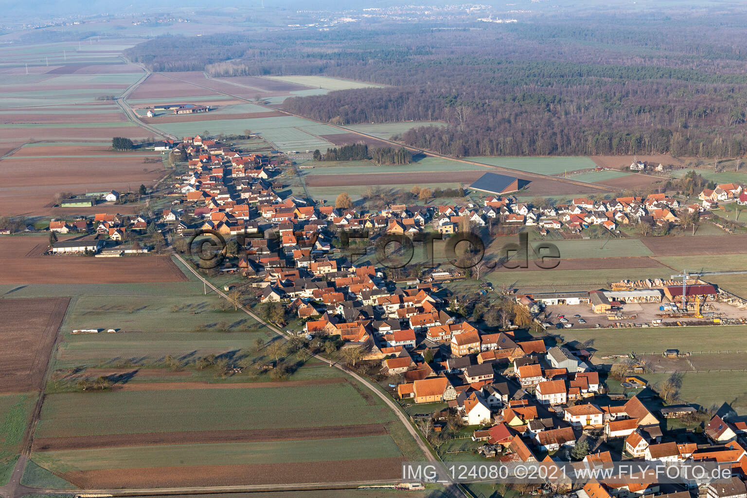 Oblique view of Schleithal in the state Bas-Rhin, France