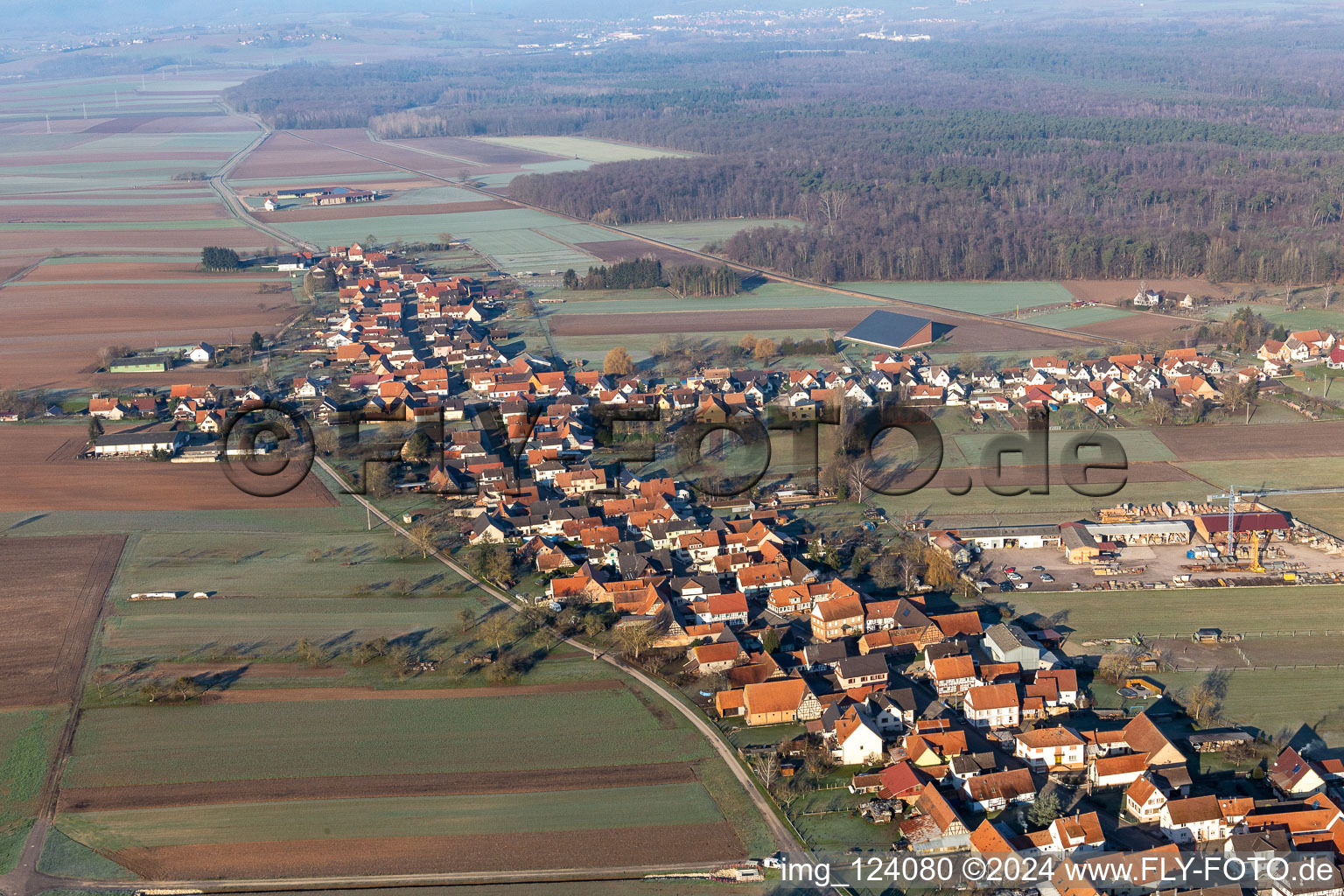 Oblique view of Schleithal in the state Bas-Rhin, France