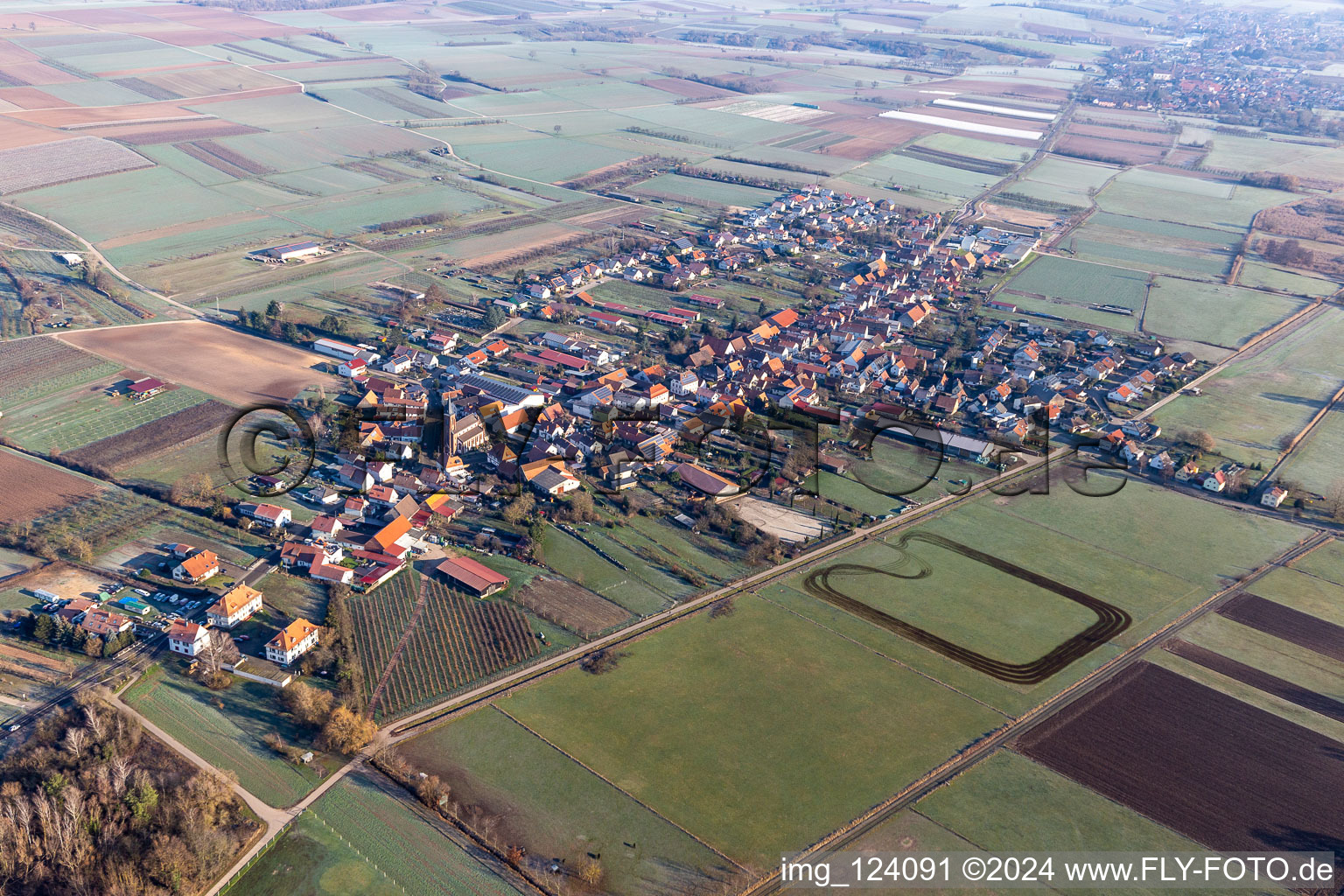 Schweighofen in the state Rhineland-Palatinate, Germany viewn from the air