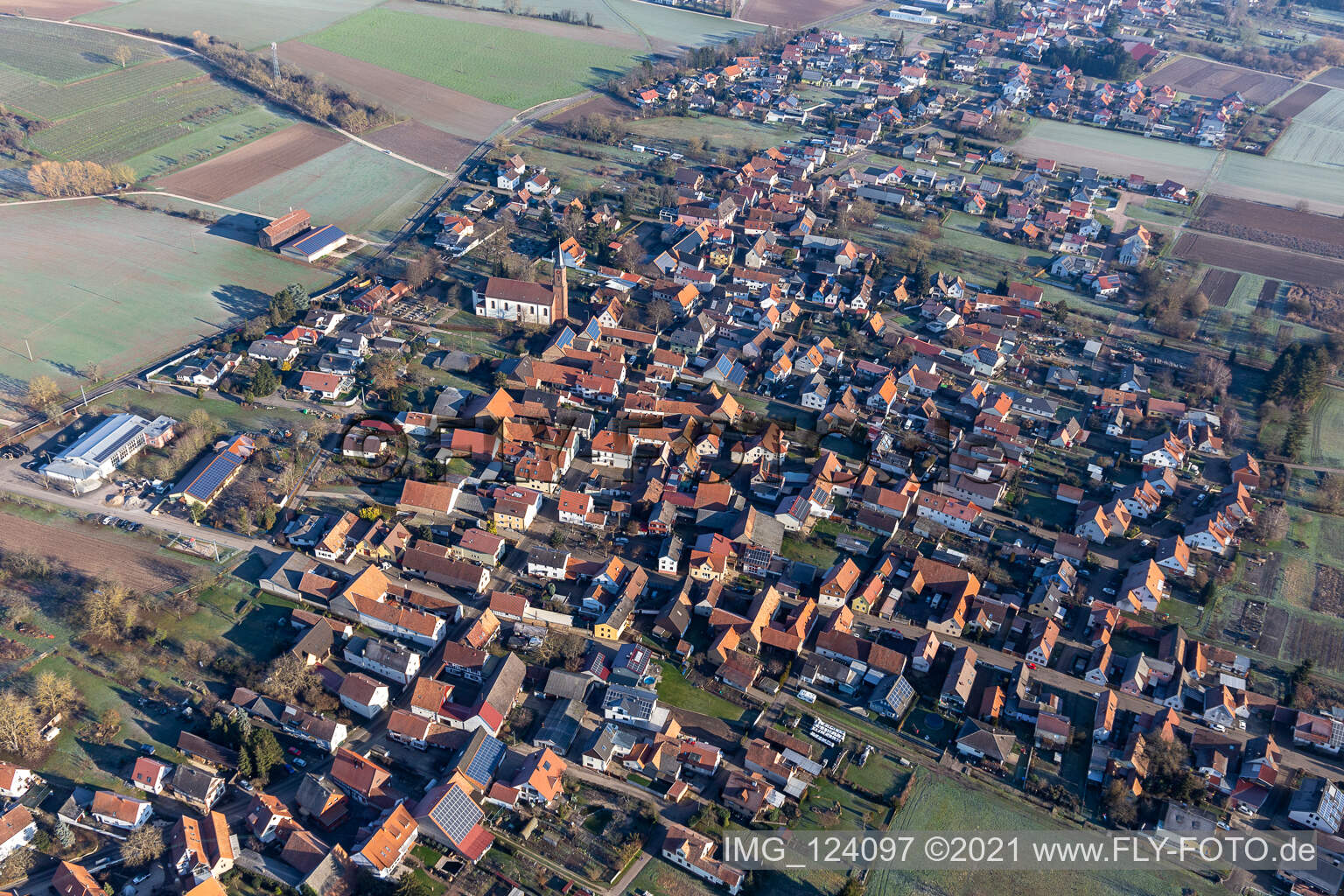 Kapsweyer in the state Rhineland-Palatinate, Germany seen from a drone