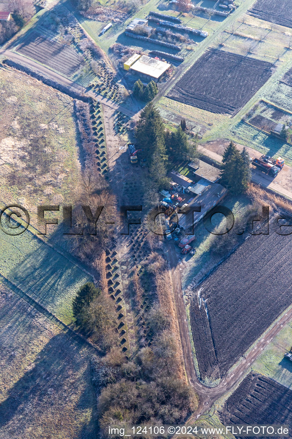 Aerial photograpy of Tank blocker line of WW 2nd in Steinfeld in the state Rhineland-Palatinate, Germany