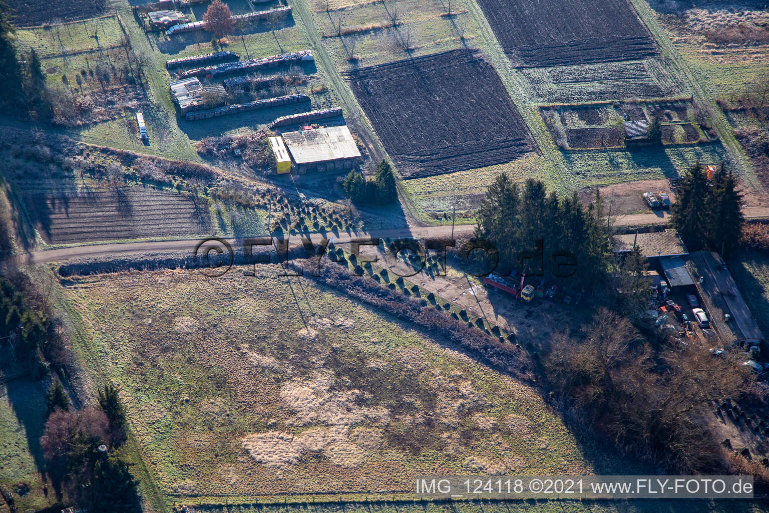 Tank blocker line of WW 2nd in Steinfeld in the state Rhineland-Palatinate, Germany from above