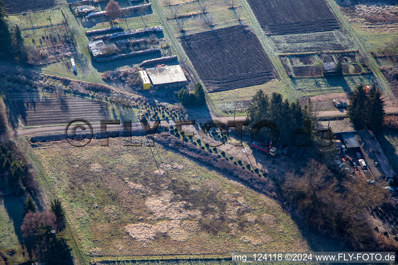 Tank blocker line of WW 2nd in Steinfeld in the state Rhineland-Palatinate, Germany from above