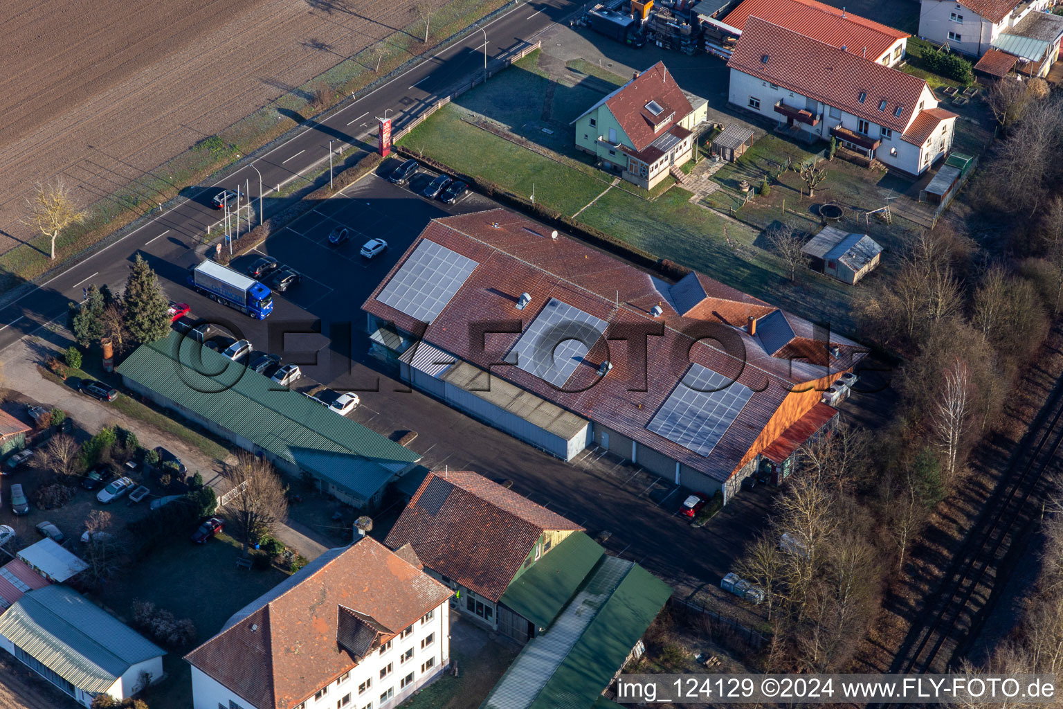 Aerial photograpy of Wasgau fresh market in Steinfeld in the state Rhineland-Palatinate, Germany