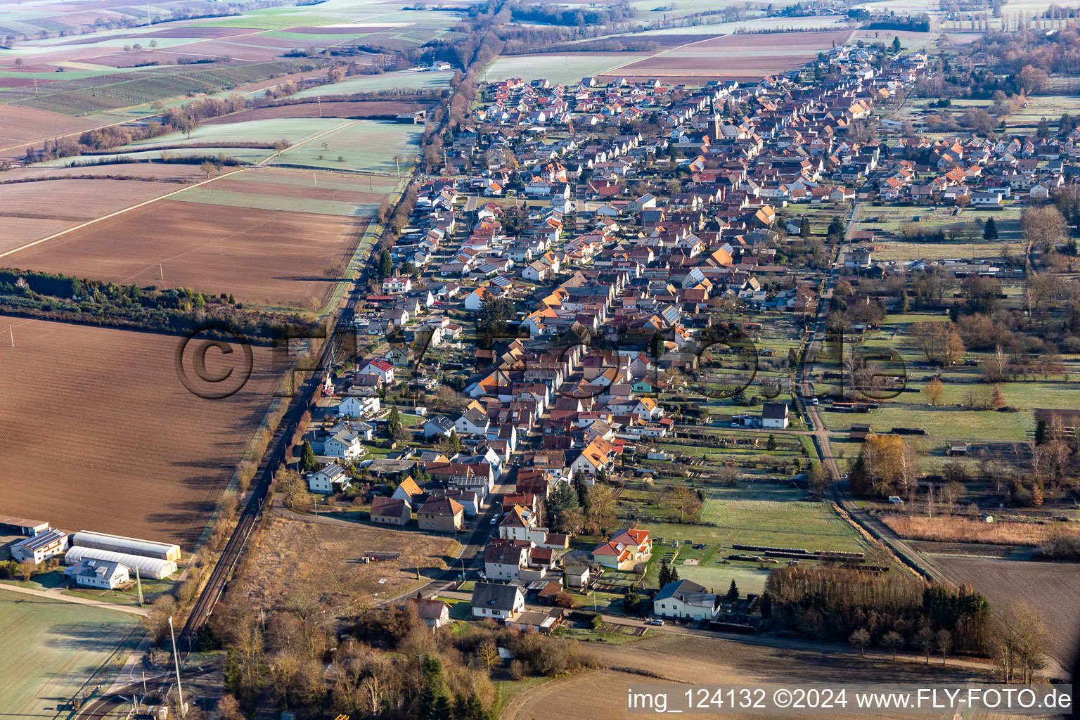 District Schaidt in Wörth am Rhein in the state Rhineland-Palatinate, Germany seen from above