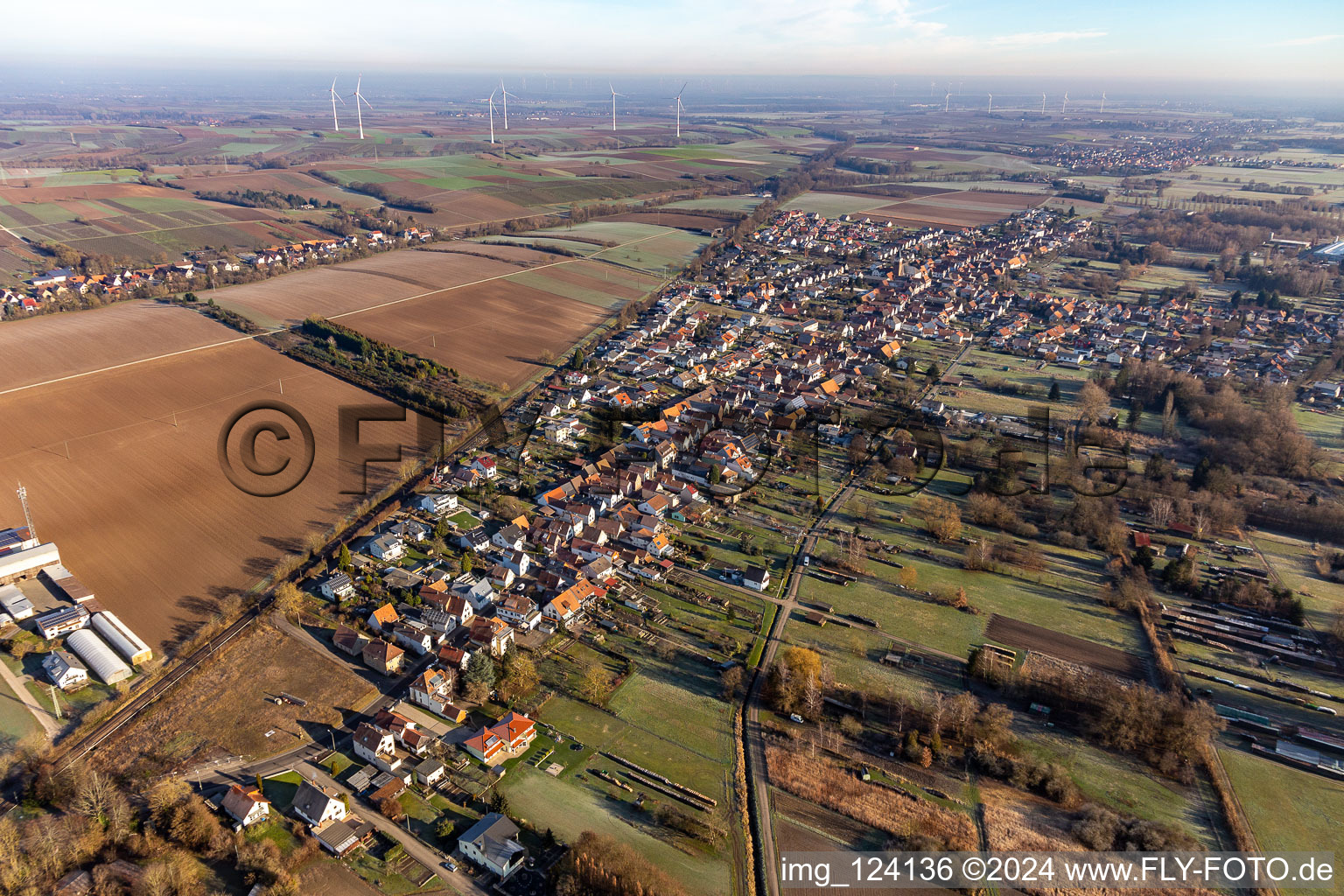 District Schaidt in Wörth am Rhein in the state Rhineland-Palatinate, Germany from the plane