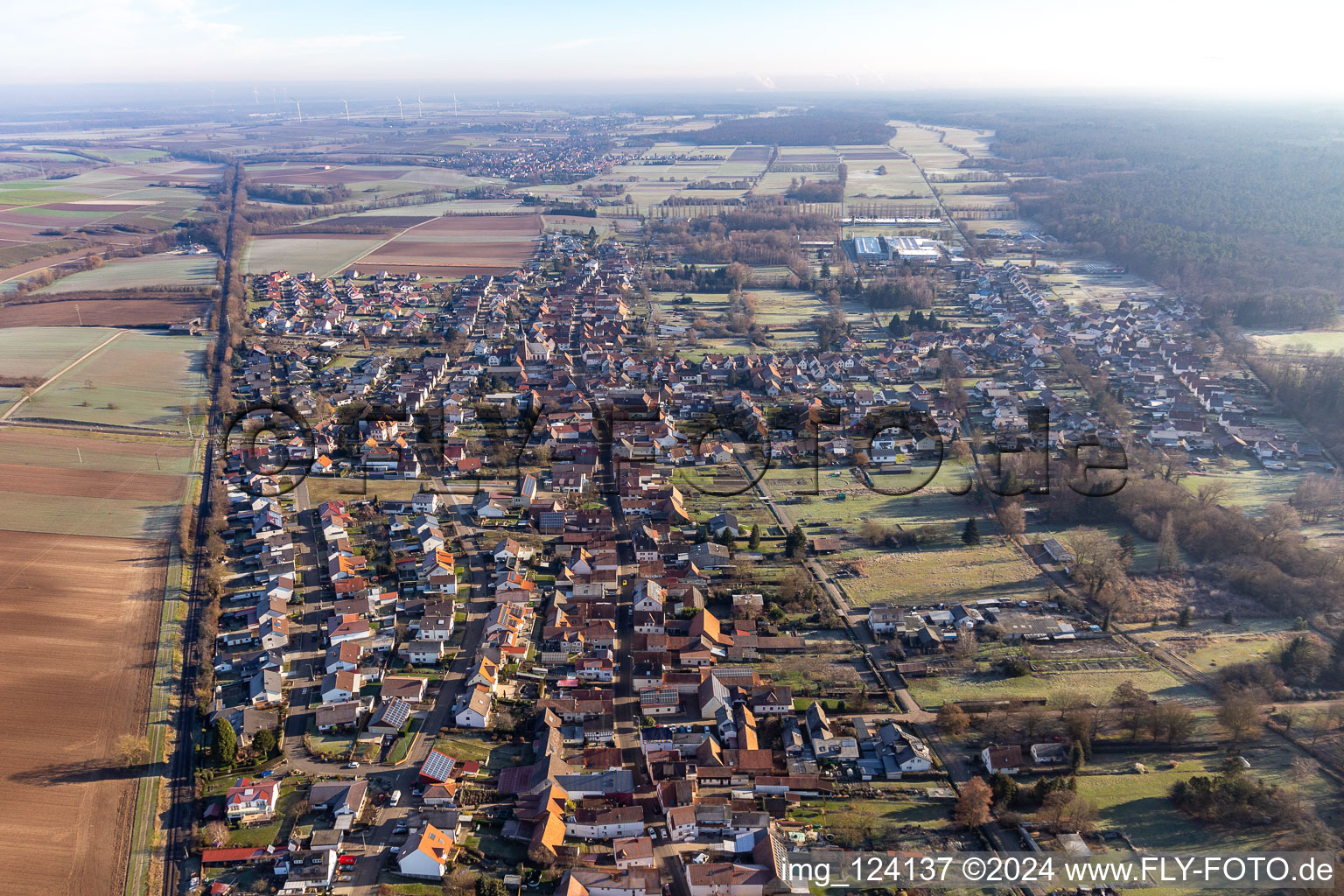 Bird's eye view of District Schaidt in Wörth am Rhein in the state Rhineland-Palatinate, Germany