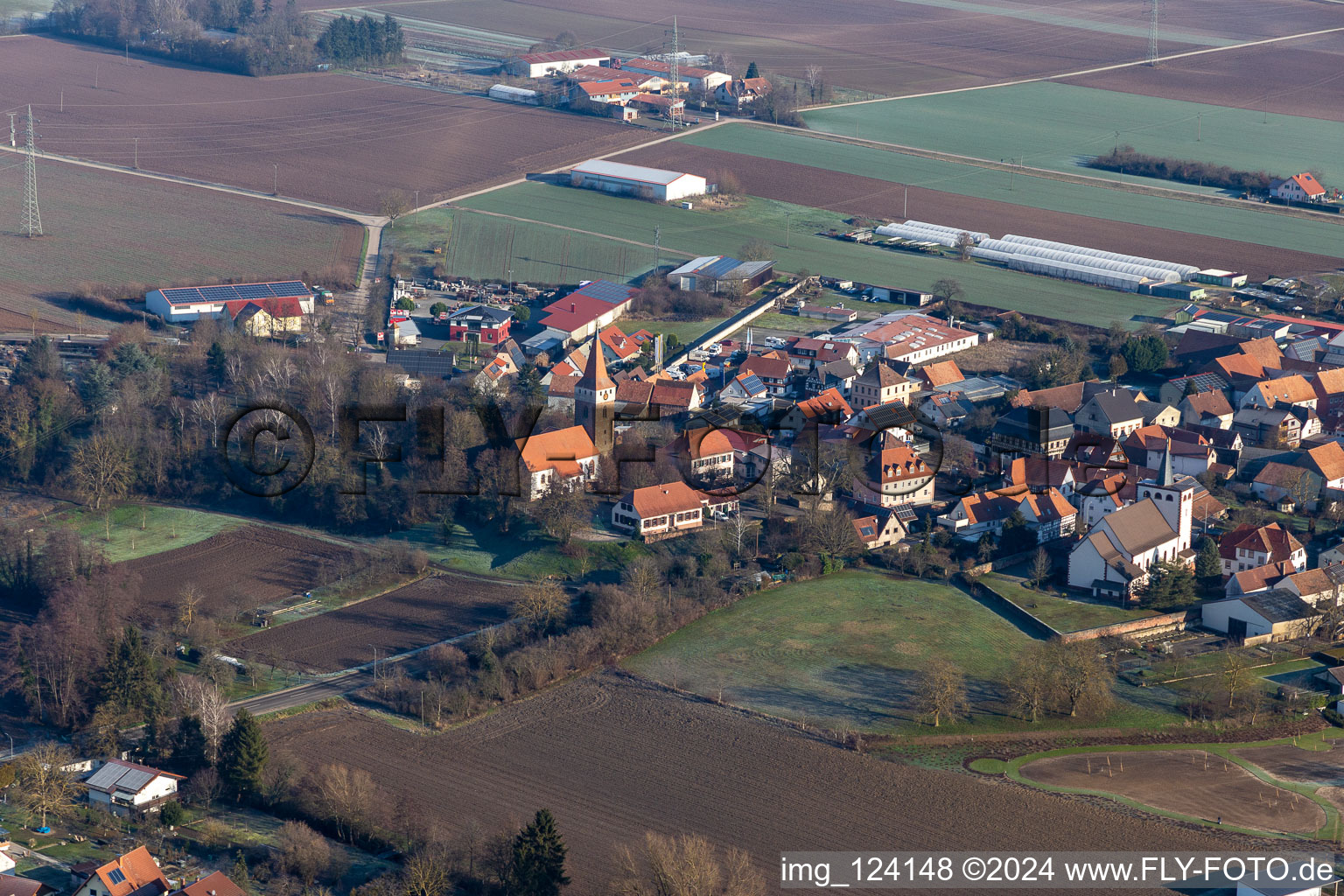 Protestant Church in Minfeld in the state Rhineland-Palatinate, Germany