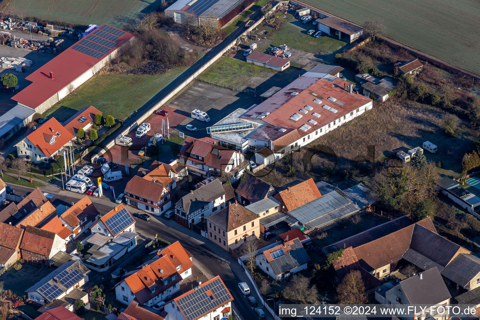 Minfeld in the state Rhineland-Palatinate, Germany from a drone