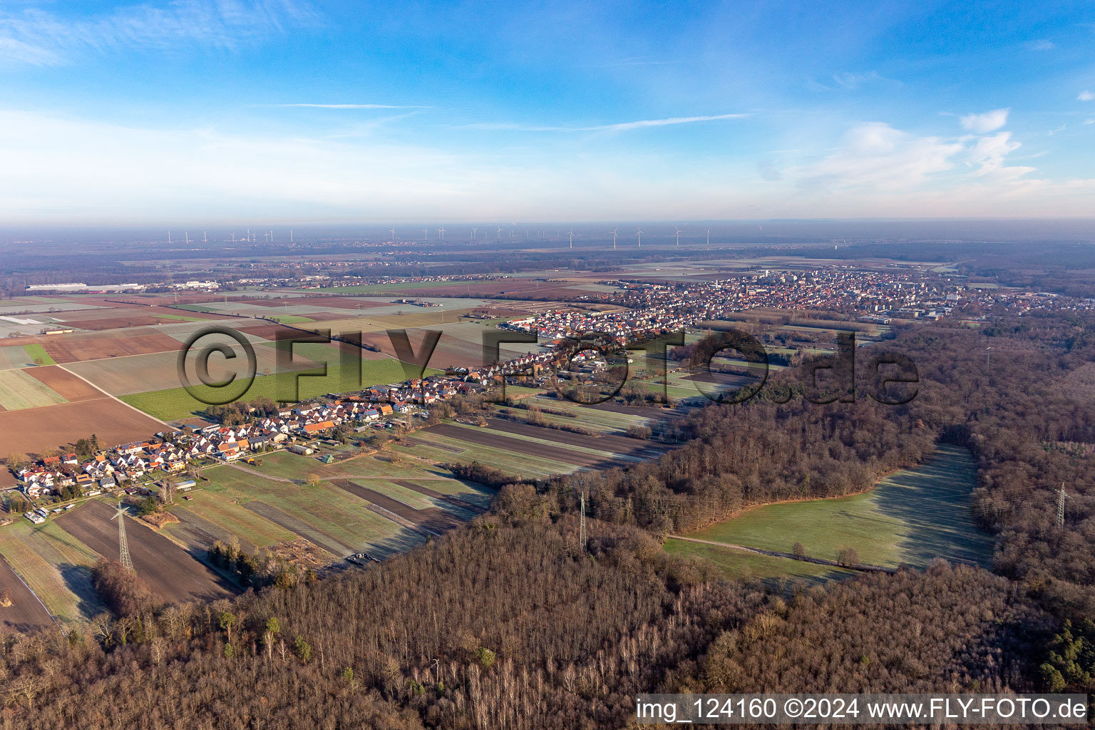 Kandel in the state Rhineland-Palatinate, Germany from the plane