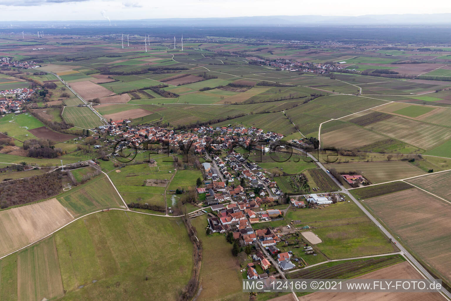 Oberhausen in the state Rhineland-Palatinate, Germany from the drone perspective