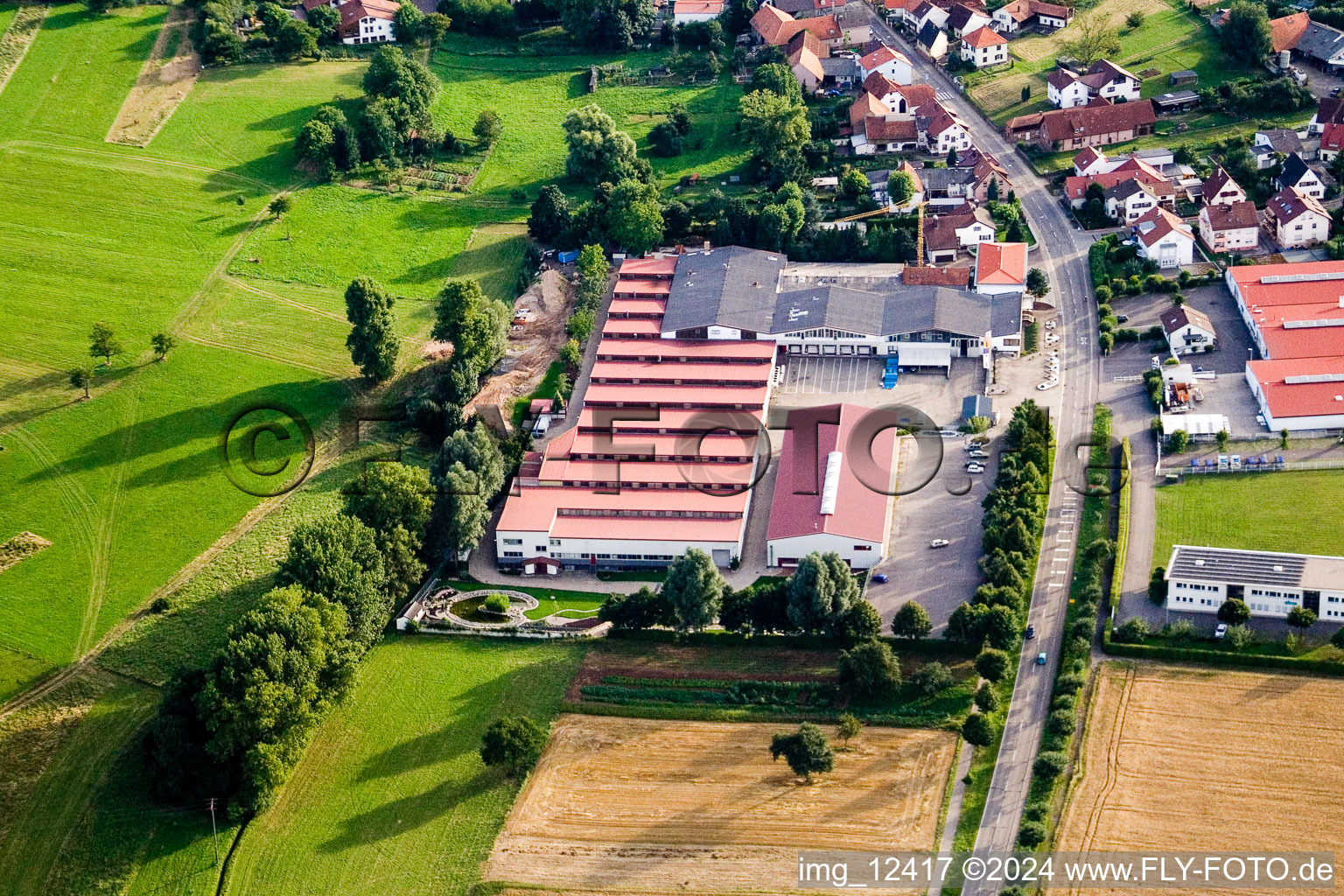 Vogelsitze GmbH, Kleinsteinbacherstrasse 44 in the district Stupferich in Karlsruhe in the state Baden-Wuerttemberg, Germany from the drone perspective