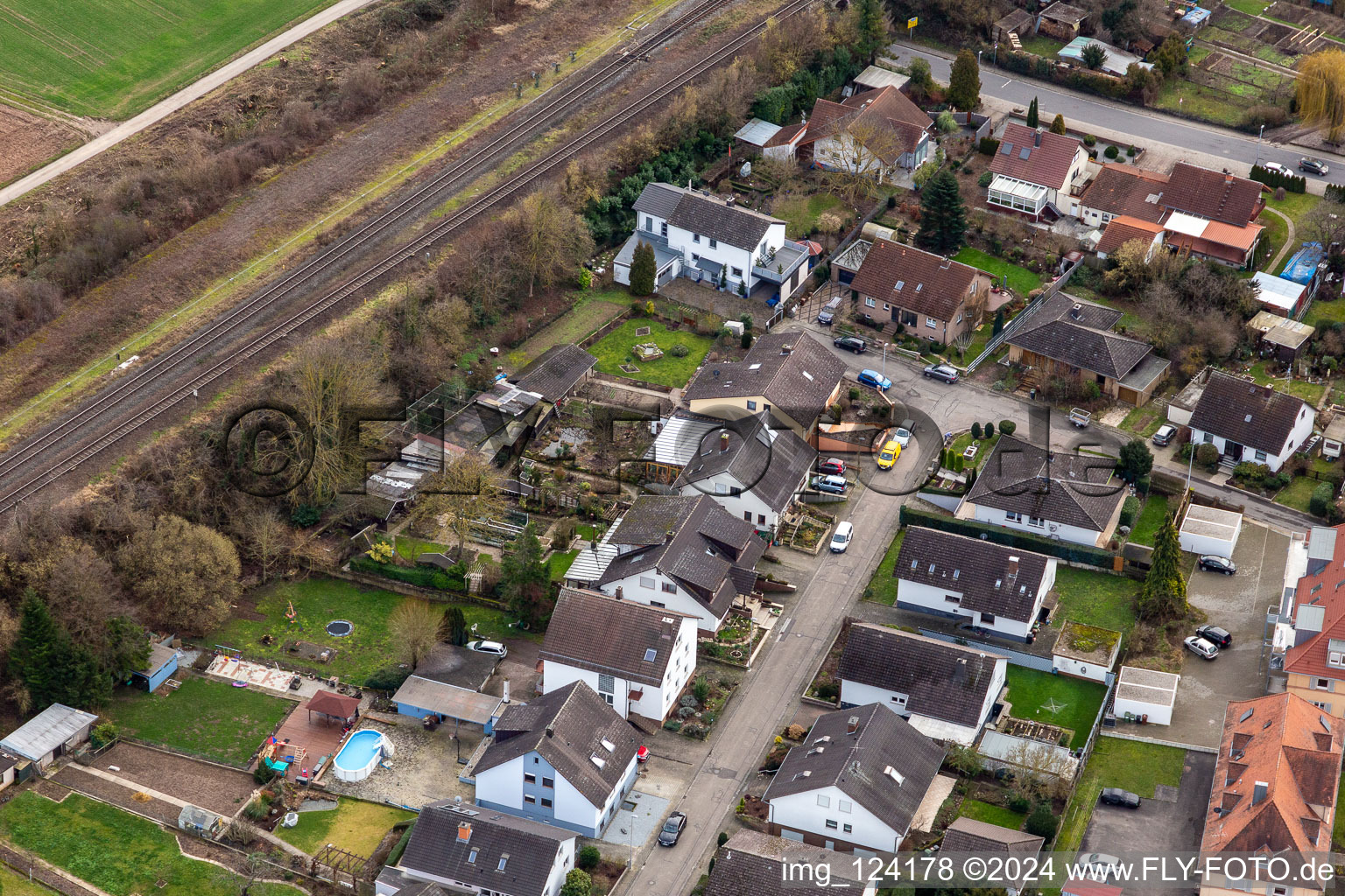 In the rose garden in Winden in the state Rhineland-Palatinate, Germany viewn from the air