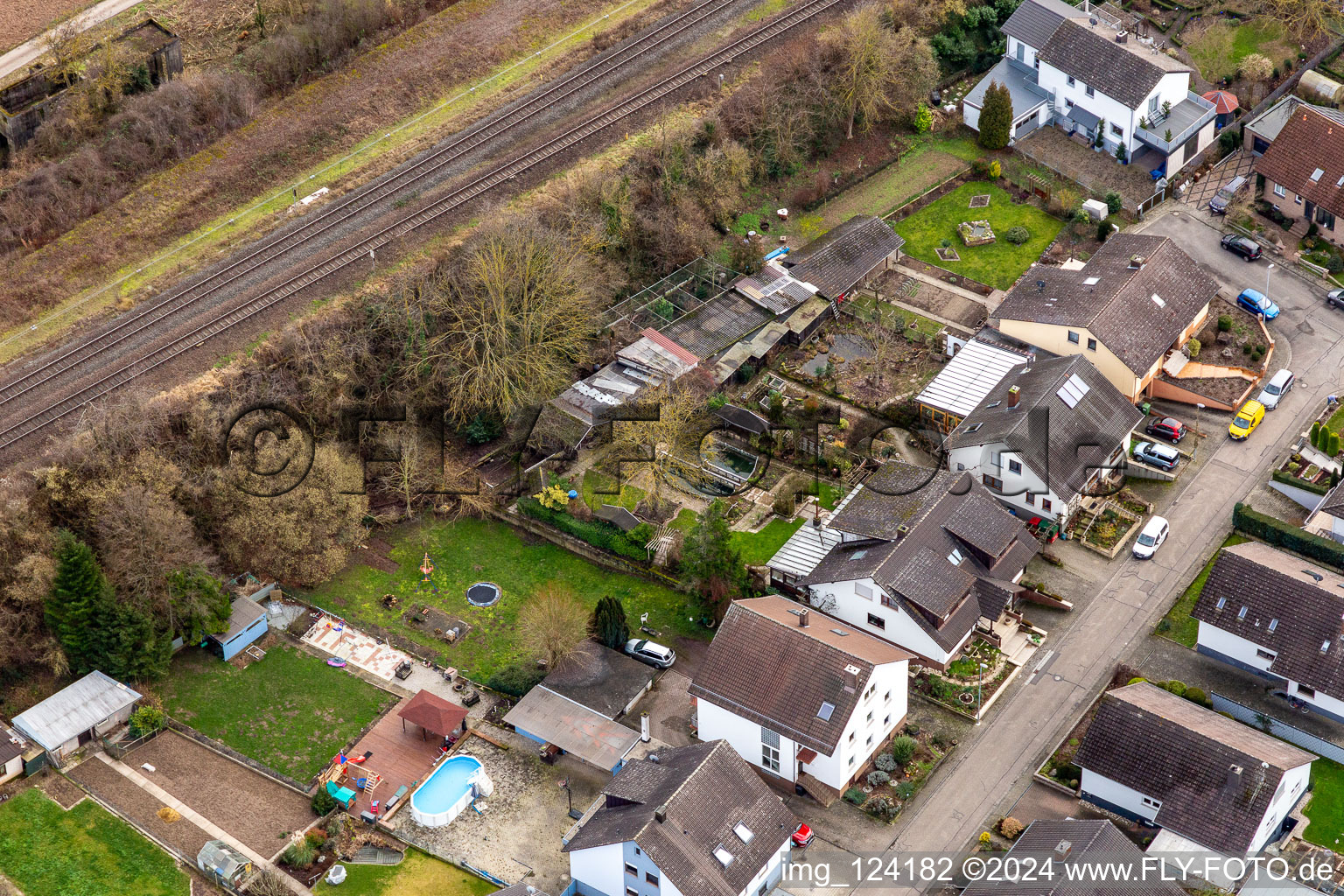 In the rose garden in Winden in the state Rhineland-Palatinate, Germany from the drone perspective