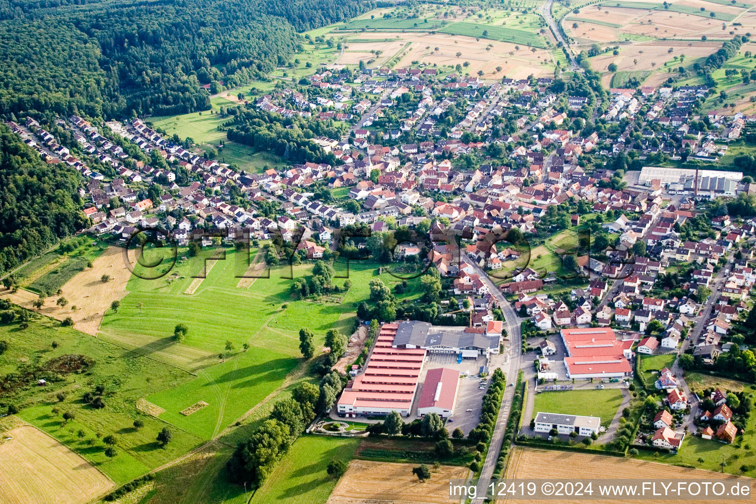 Village view in the district Stupferich in Karlsruhe in the state Baden-Wuerttemberg, Germany