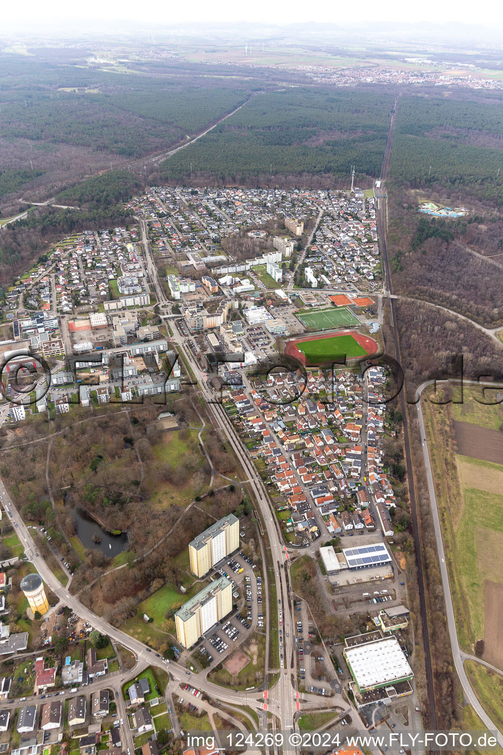 Dorschberg with the Wörther Bürgerpark in Wörth am Rhein in the state Rhineland-Palatinate, Germany