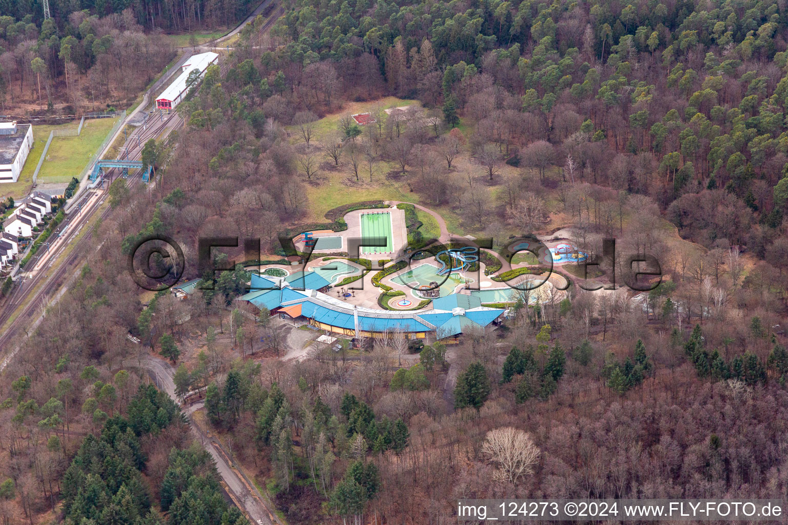 Swimming park in Wörth am Rhein in the state Rhineland-Palatinate, Germany