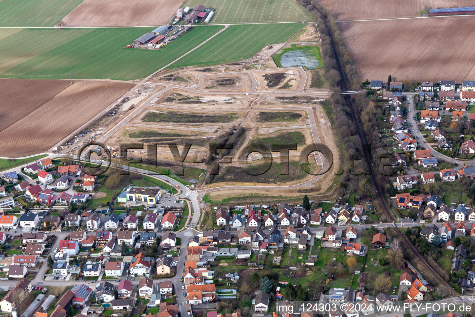 Oblique view of Construction area K2 in Kandel in the state Rhineland-Palatinate, Germany