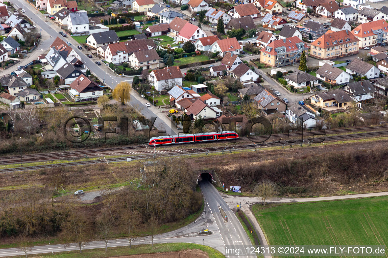 Railway underpass at the entrance to the town in Winden in the state Rhineland-Palatinate, Germany